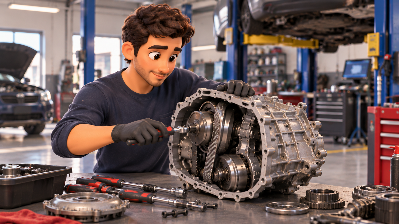 auto repair tech repairing cvt