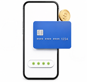 A customer paying from their phone with a card