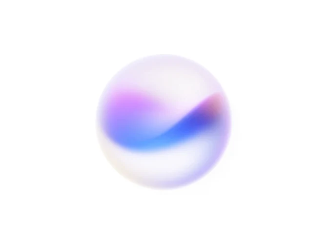 The voice agent listening: a softly glowing violet and blue orb