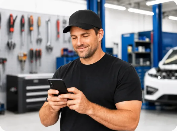 A service advisor sending an estimate for approval